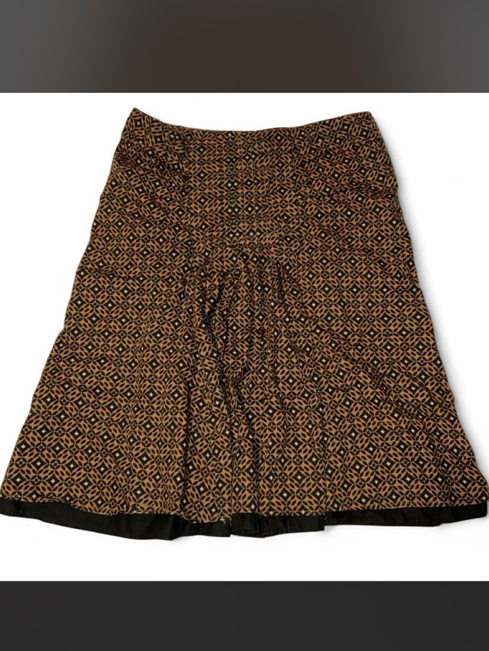 Vintage MaxMara Sportmax brown and black geometric patterned midi skirt w Pleats